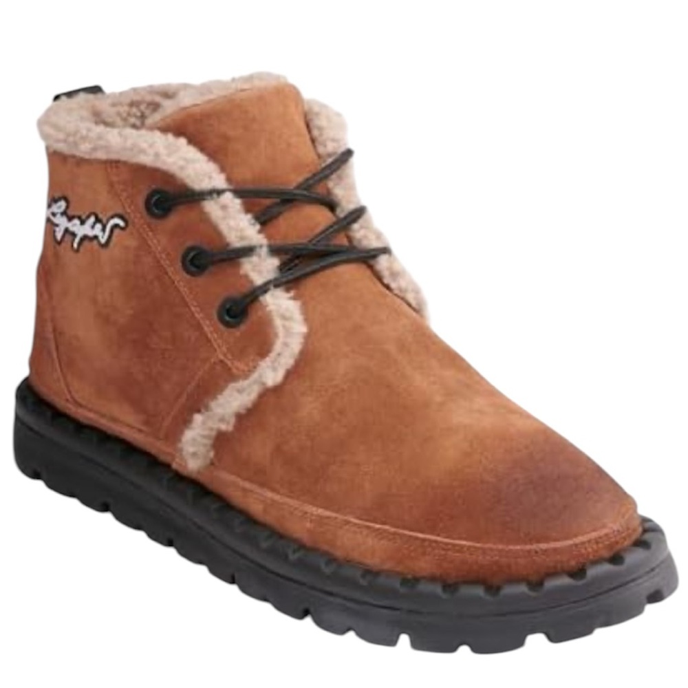 ♠️Karl Lagerfeld Paris mens Suede Chukka Boot Faux Shearling Lining. Combat Boot